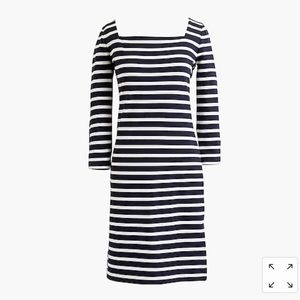 J Crew Square-neck Dress Yoko Stripe Navy Sz 2
